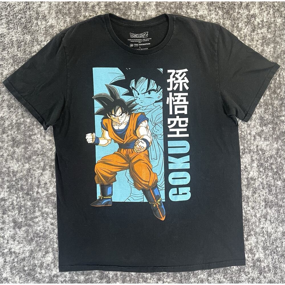 Dragon Ball Z Shirt Men's Large Black Graphic Anime Goku Crew Neck Short Sleeve